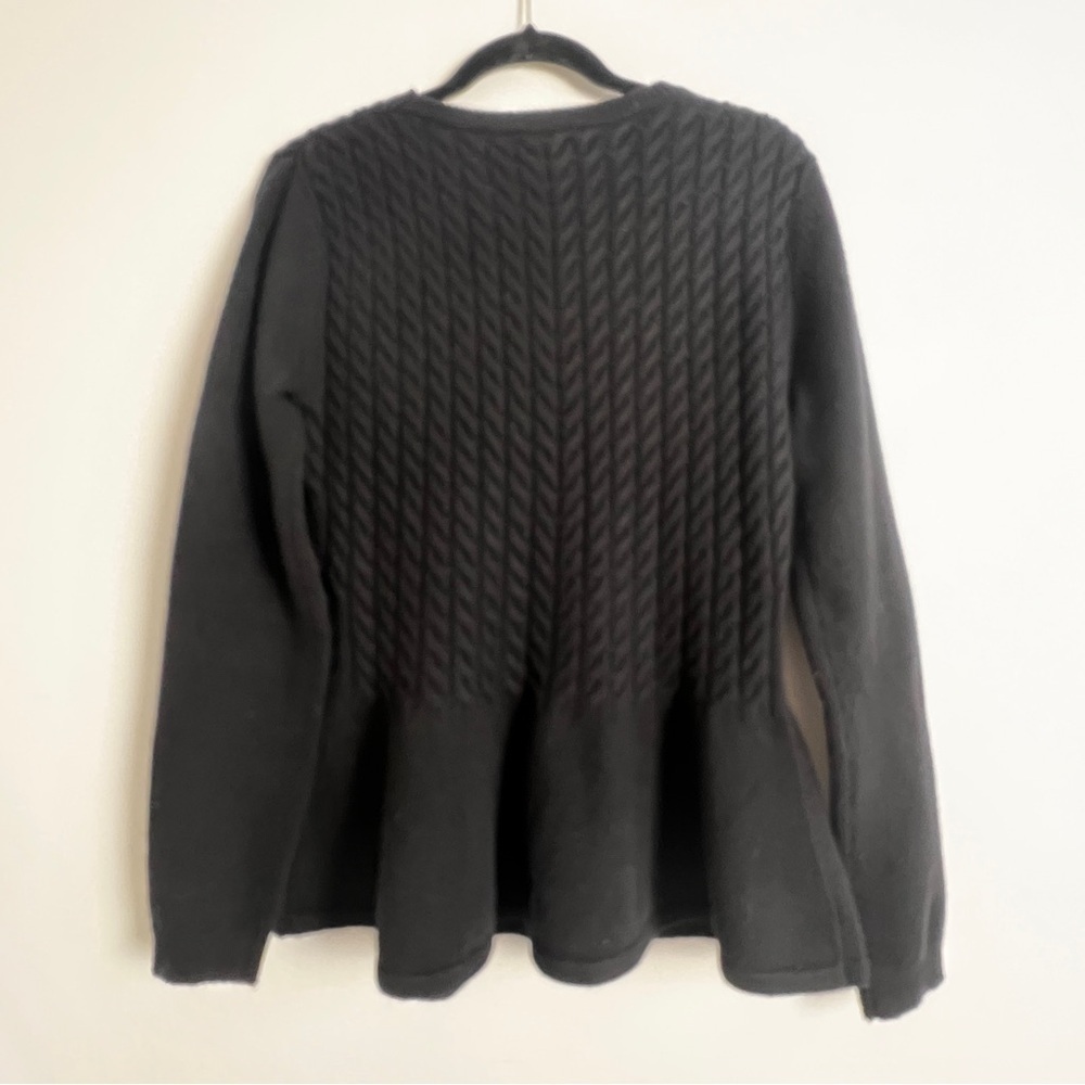 Ted Baker London Women's US 8/10 Black Mereda Cable Knit Peplum Sweater - Picture 9 of 12